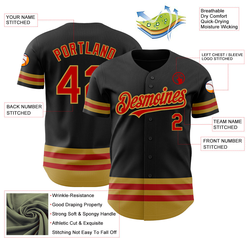Custom Brown Red Personalized Half Stripe Design Authentic Baseball Jersey
