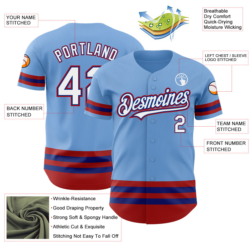 Custom Red Royal Blue Side Camo Style Personalization Baseball Jersey