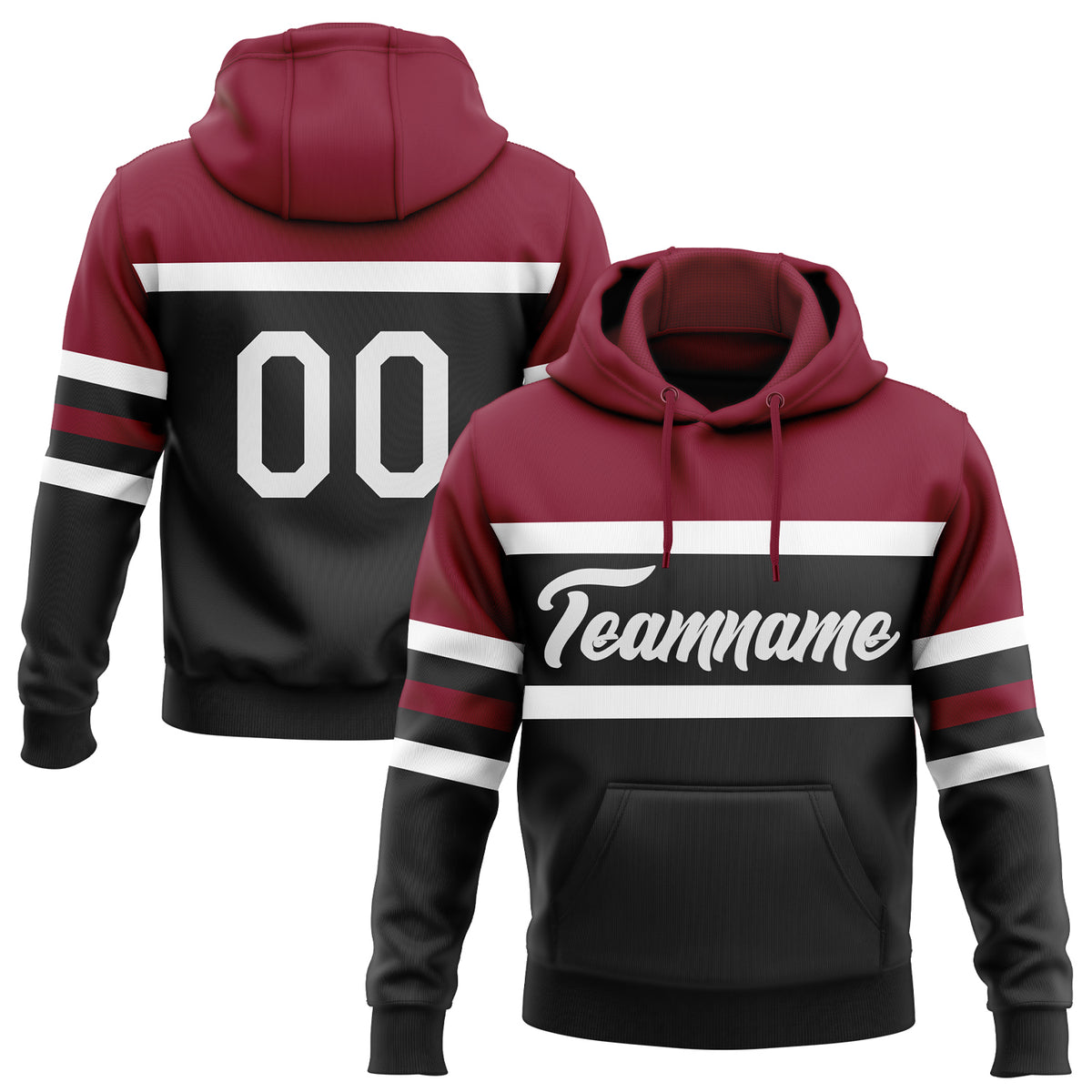 Custom Red Black-White Classic Style Uniform Pullover Fashion Hoodie main image 0