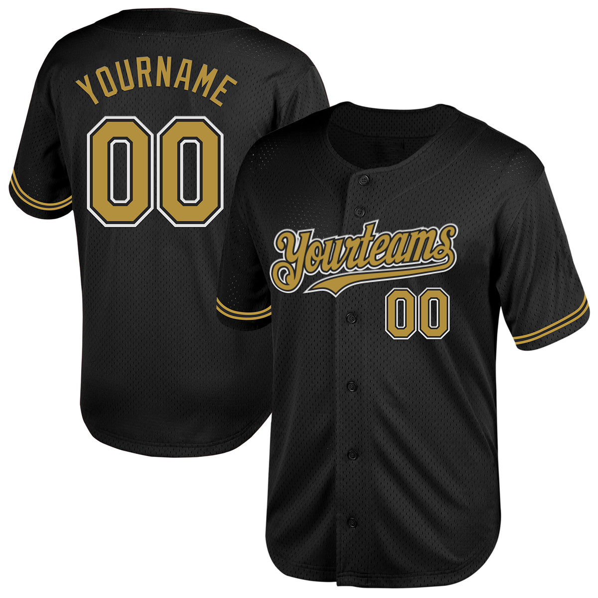 Custom Camo Black Old-Gold Authentic Baseball Jersey