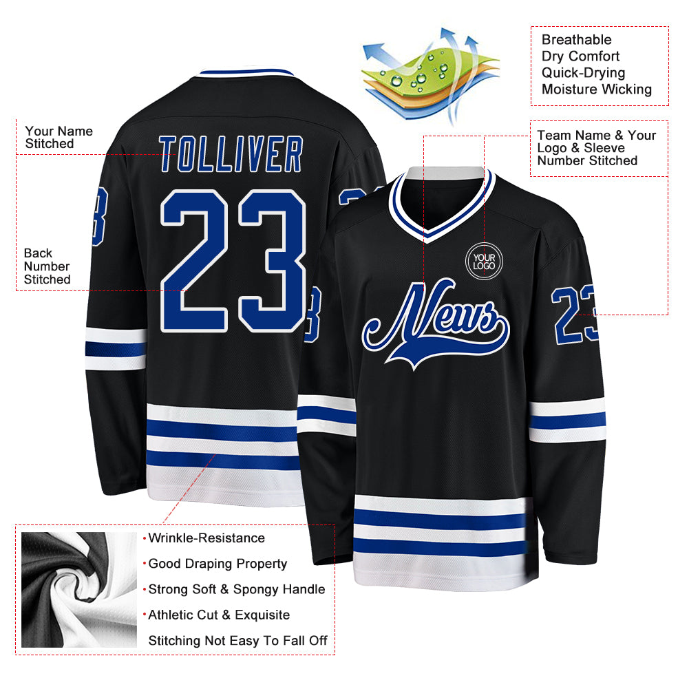 Custom Orange Royal-White Classic Style Hockey Jersey