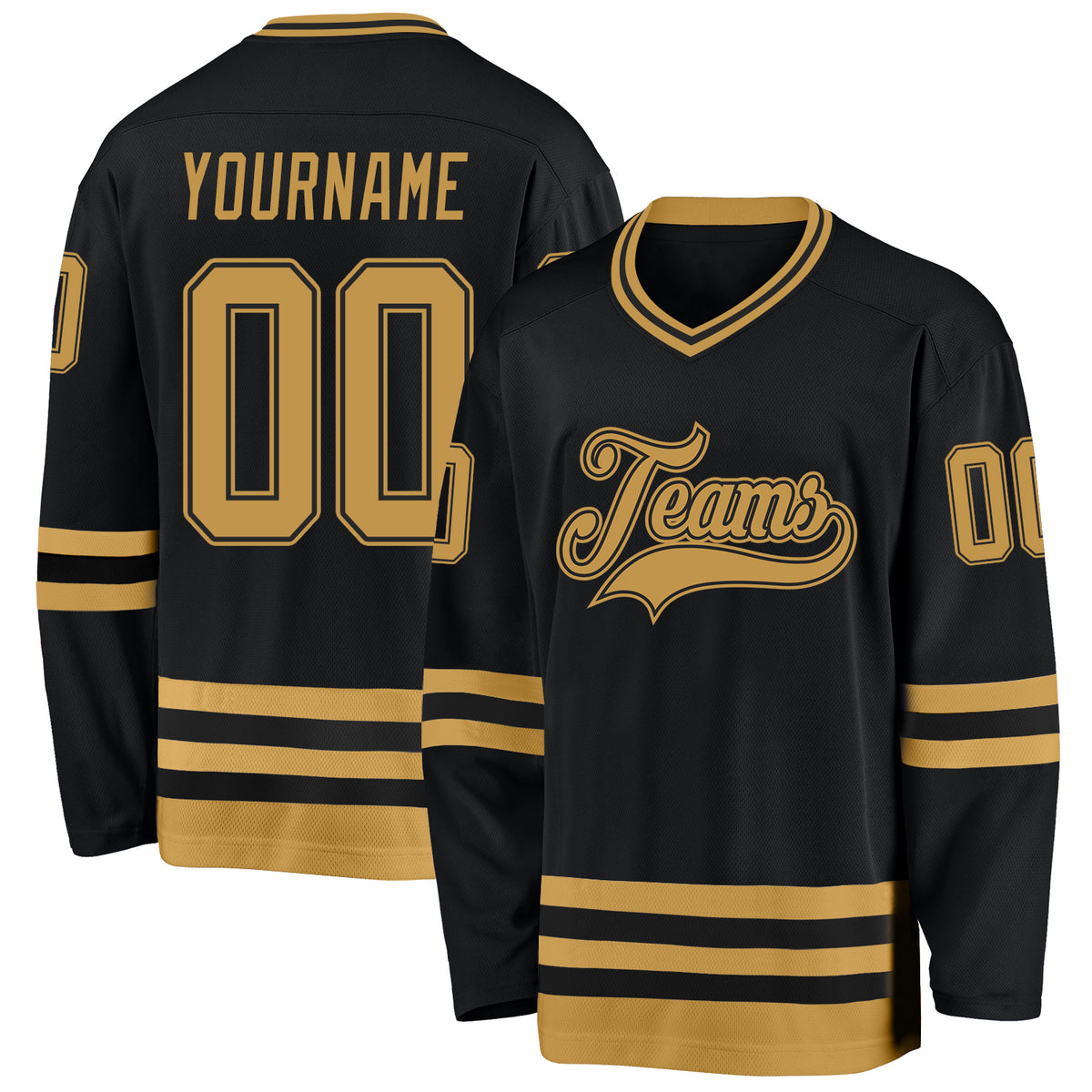 Custom Midnight Green Gold-White Classic Style Hockey Jersey main image 0