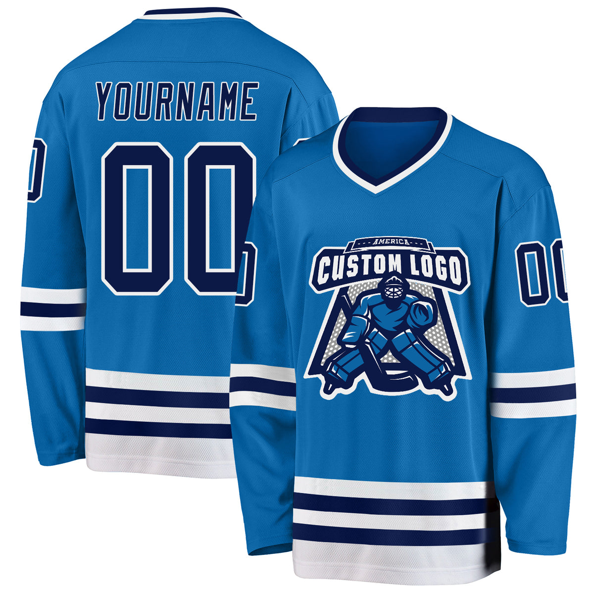 Custom Powder Blue Navy Solid Colour Hockey Jersey