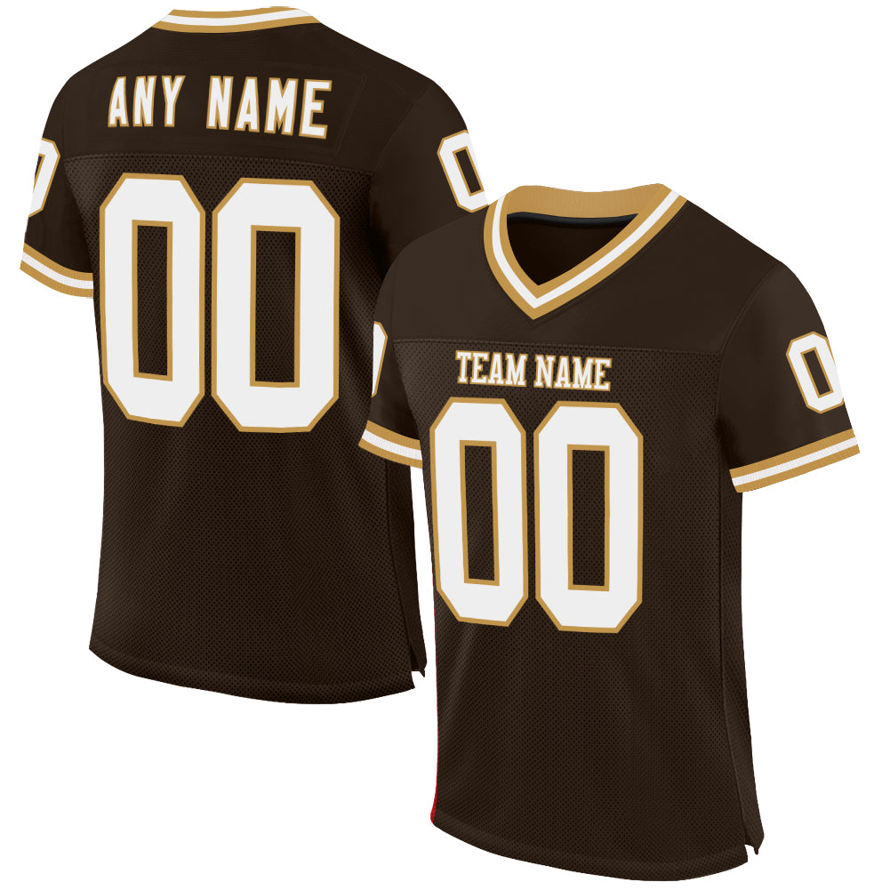 Custom Black White-Old Gold Classic Style Mesh Authentic American Football Jersey main image 1