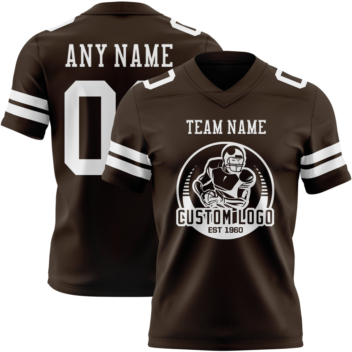 Custom Brown White-Gold Classic Style Authentic American Football Jersey