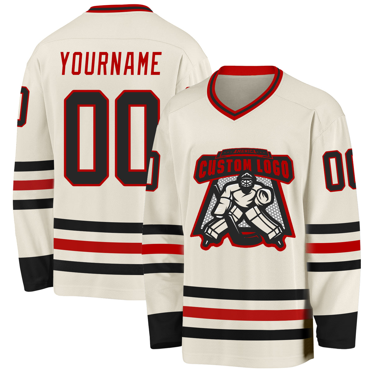 Custom Brown Crimson-Black Classic Style Hockey Jersey main image 0