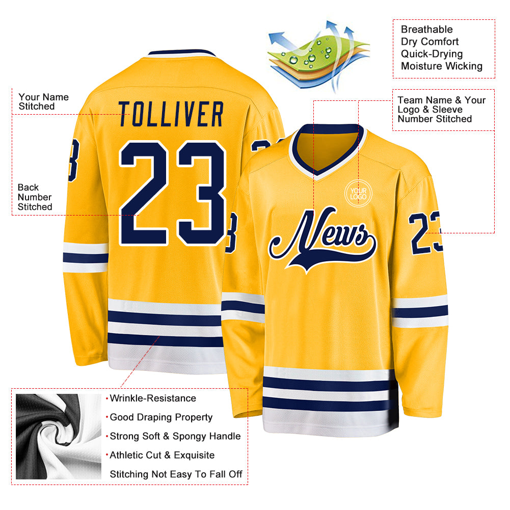 Custom Midnight Green Gold-White Classic Style Hockey Jersey main image 1