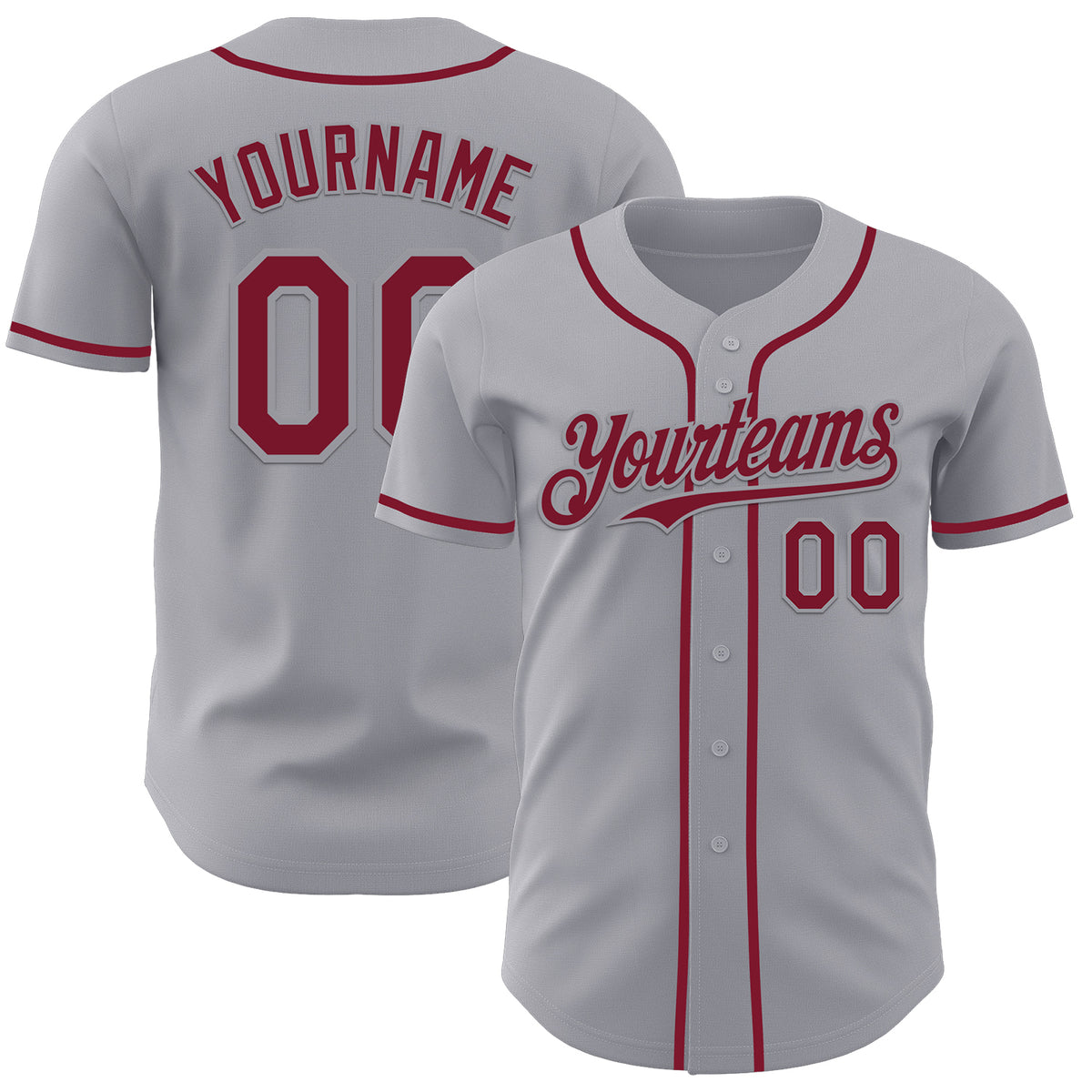 Custom Burgundy Gray Stripe Fashion Authentic Baseball Jersey