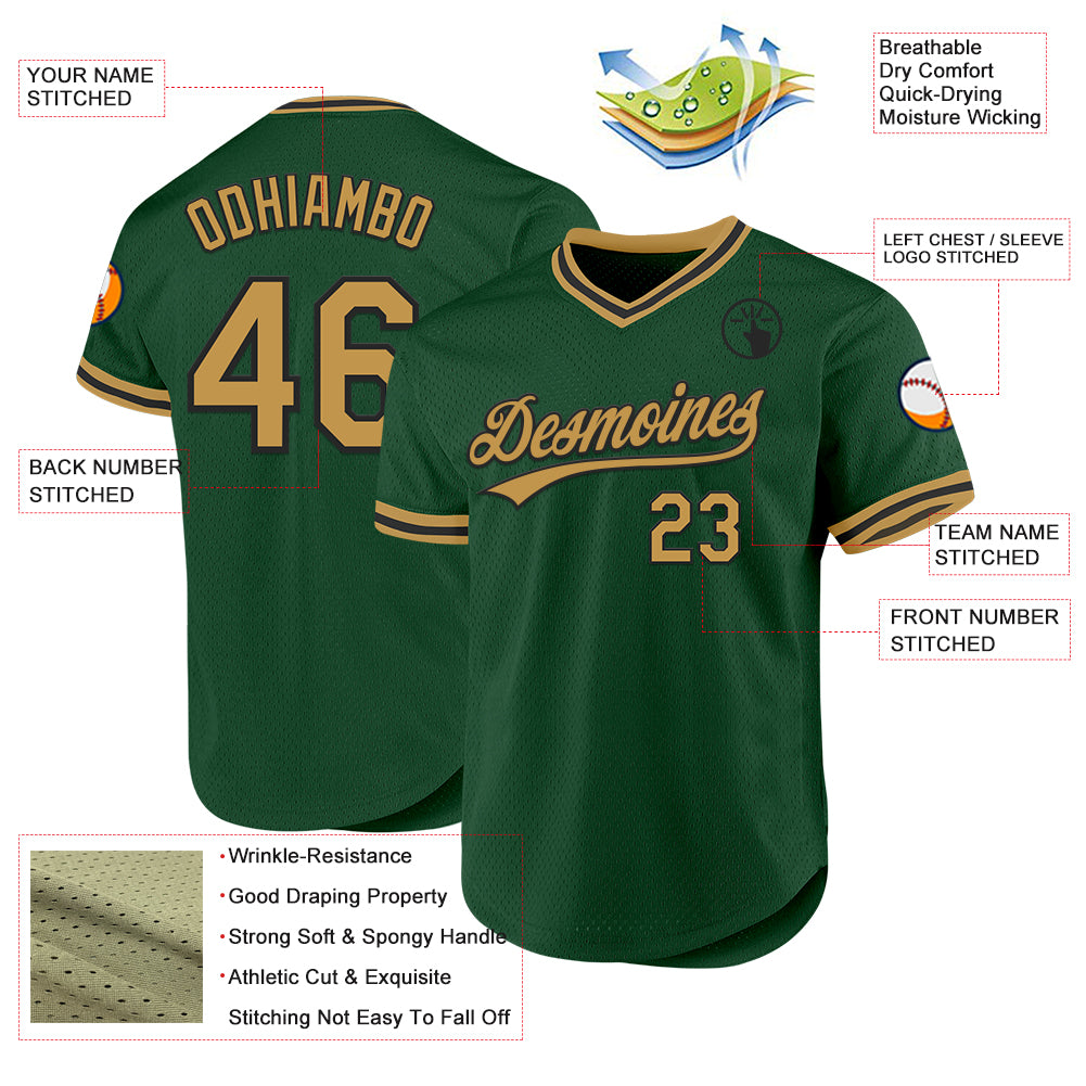 Custom Green Old Gold-White Splash Graffiti Pattern Authentic Baseball Jersey main image 1