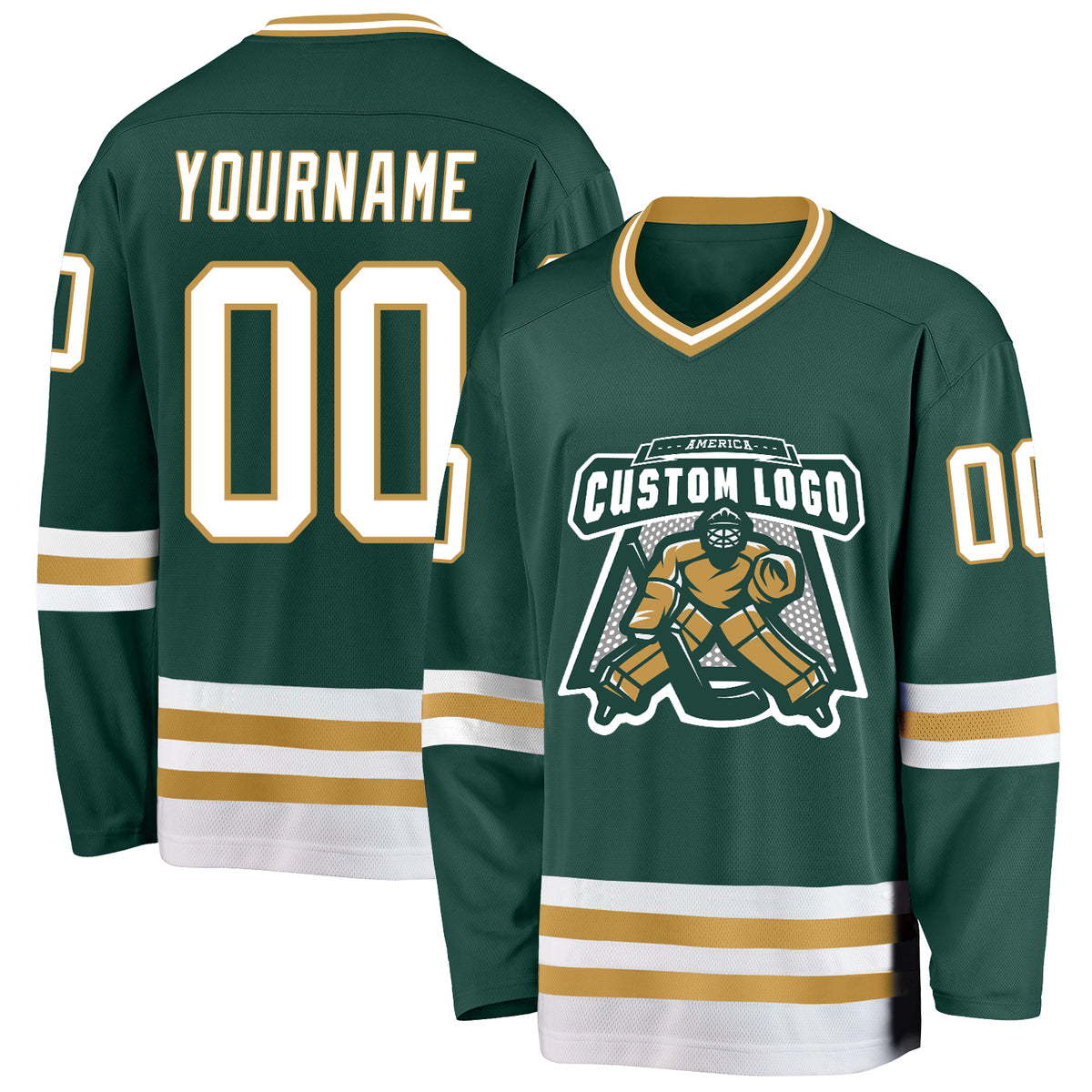 Custom Green Gray Solid Colour Hockey Jersey