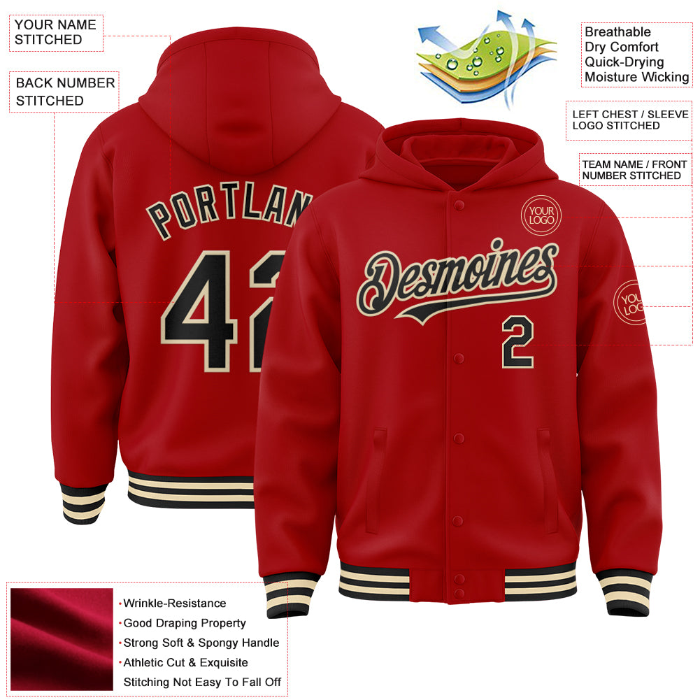 Custom Black Red-Pink Varsity Full-Zip Blur Spray Letterman Bomber Jacket main image 1