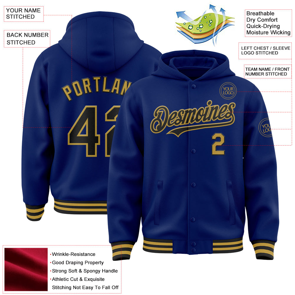 Custom Royal Gray-White Varsity Full-Zip Letterman Bomber Jacket main image 0