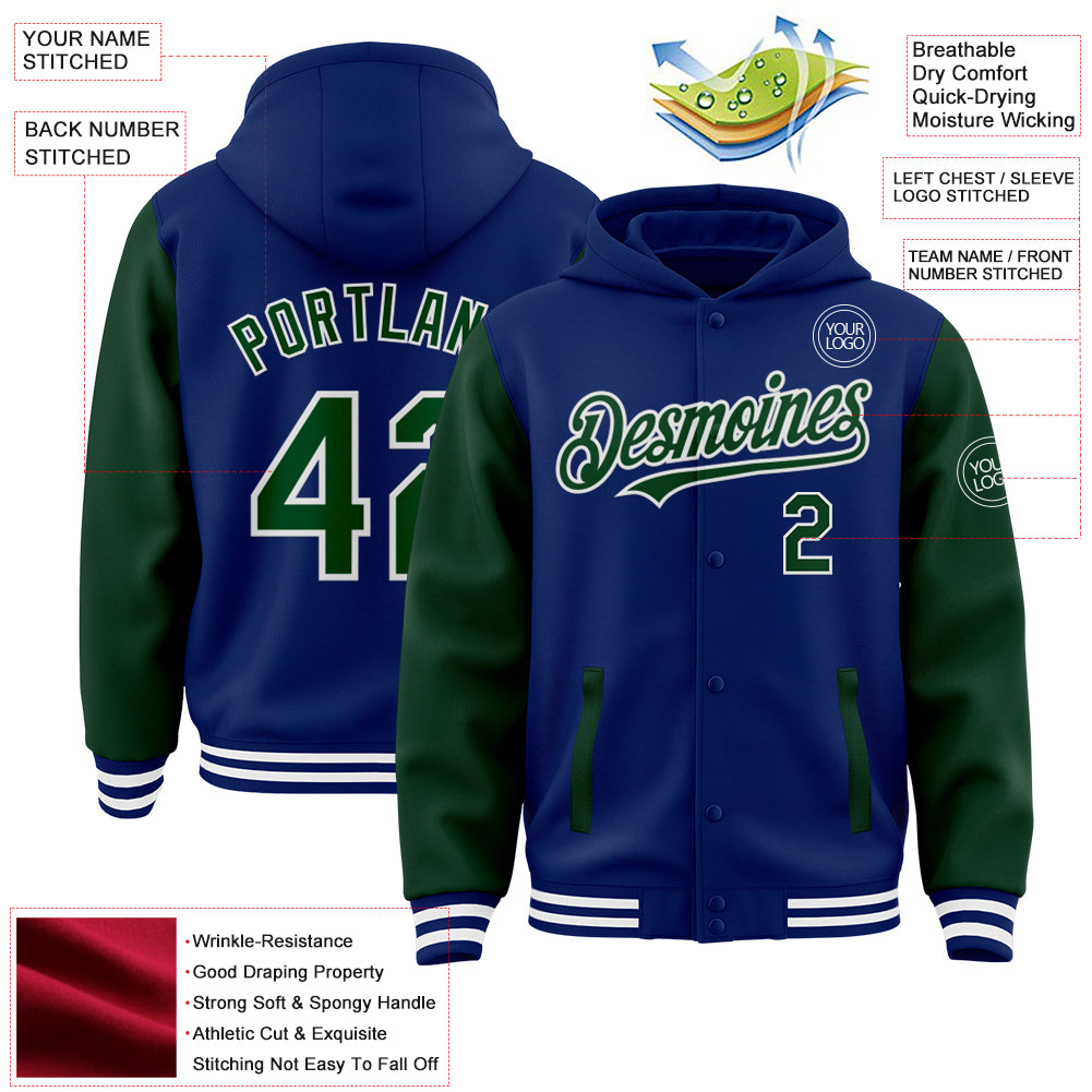Custom Red White Split Varsity Full-Zip Two Tone Letterman Bomber Jacket main image 0