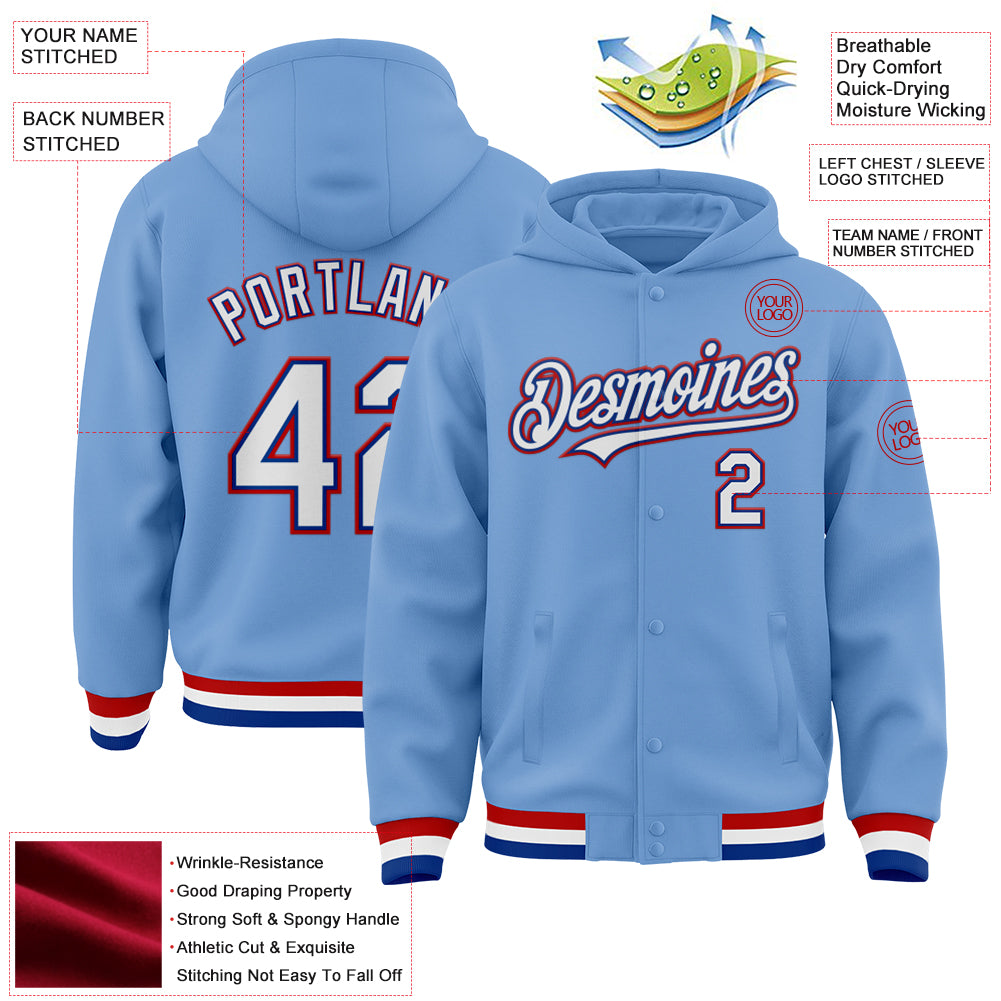 Custom Royal Red Classic Style Varsity Full-Zip Letterman Baseball Jacket main image 0
