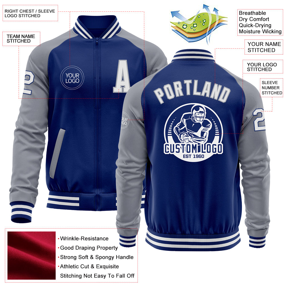 Custom White 3D Flame Varsity Full-Zip Letterman Bomber Jacket