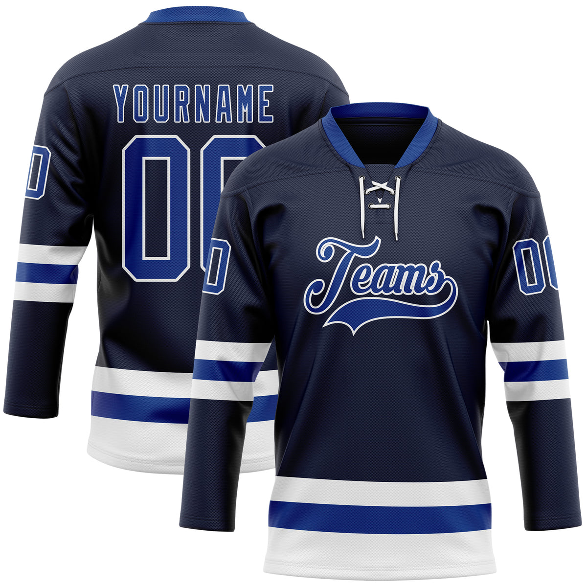 Custom Gray Navy White-Red Classic Style Hockey Jersey main image 1