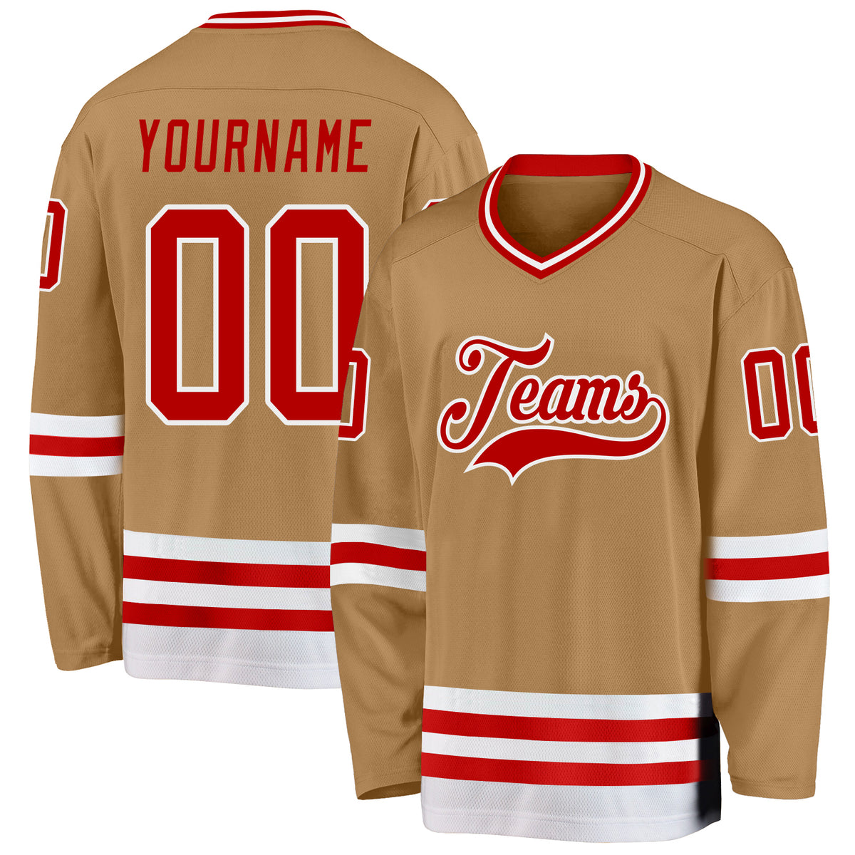 Custom Gray Red-White Classic Style Hockey Jersey main image 1