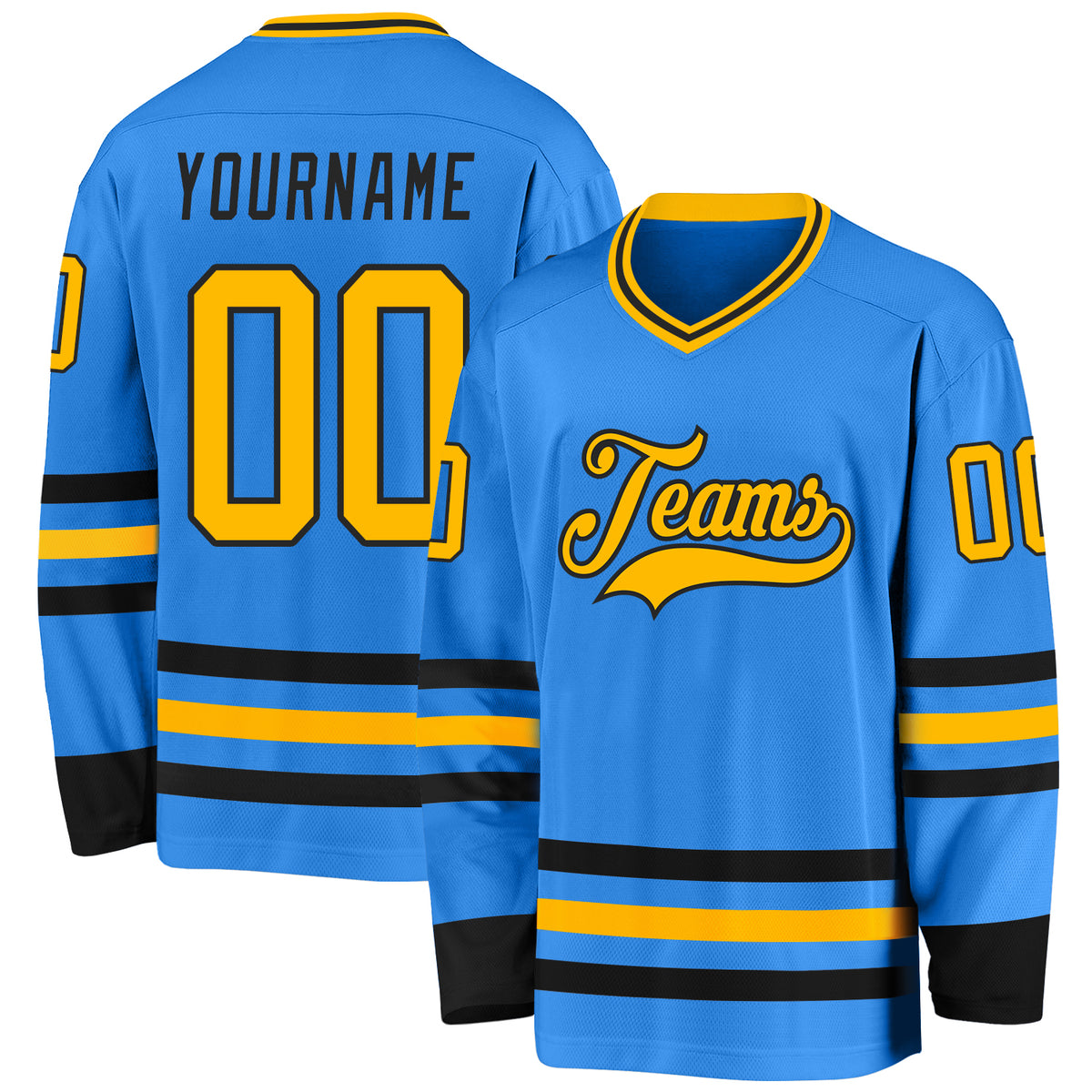 Custom Powder Blue White Powder Blue-Gray Classic Style Hockey Jersey