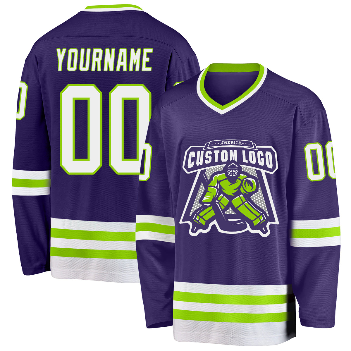 Custom White Purple Solid Colour Hockey Jersey