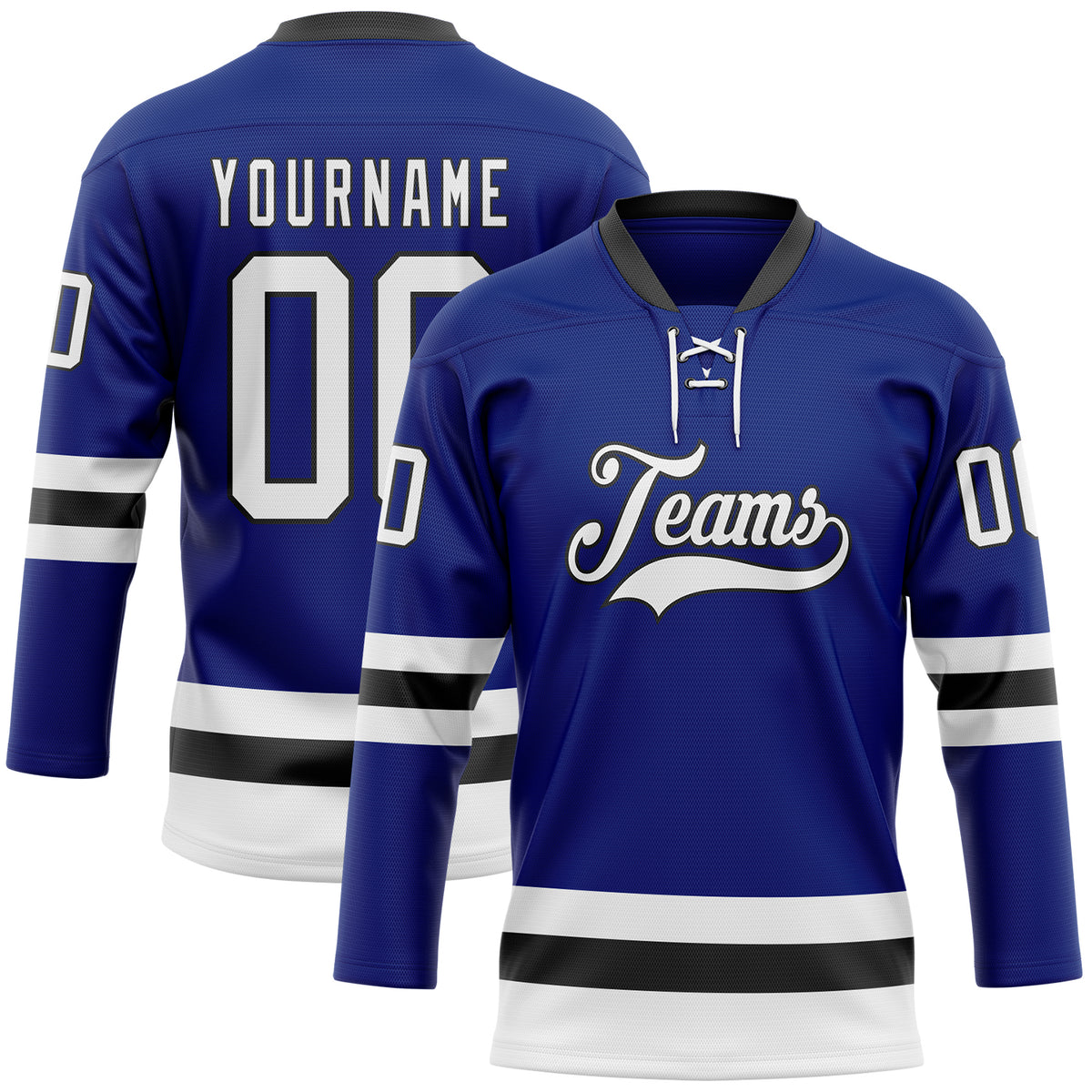 Custom Midnight Green White-Black Classic Style Hockey Jersey main image 0