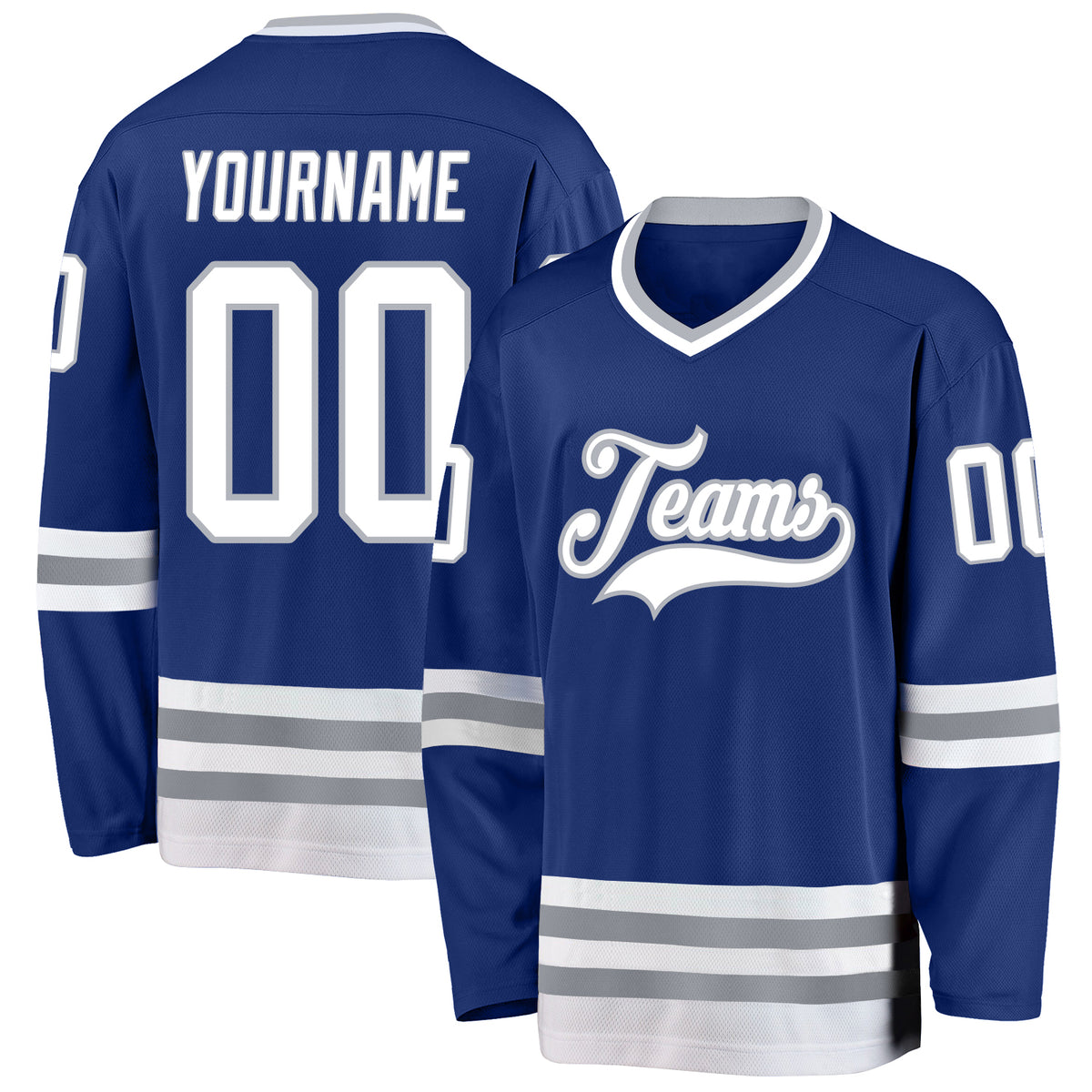 Custom Aqua White Royal-Red Classic Style Hockey Jersey