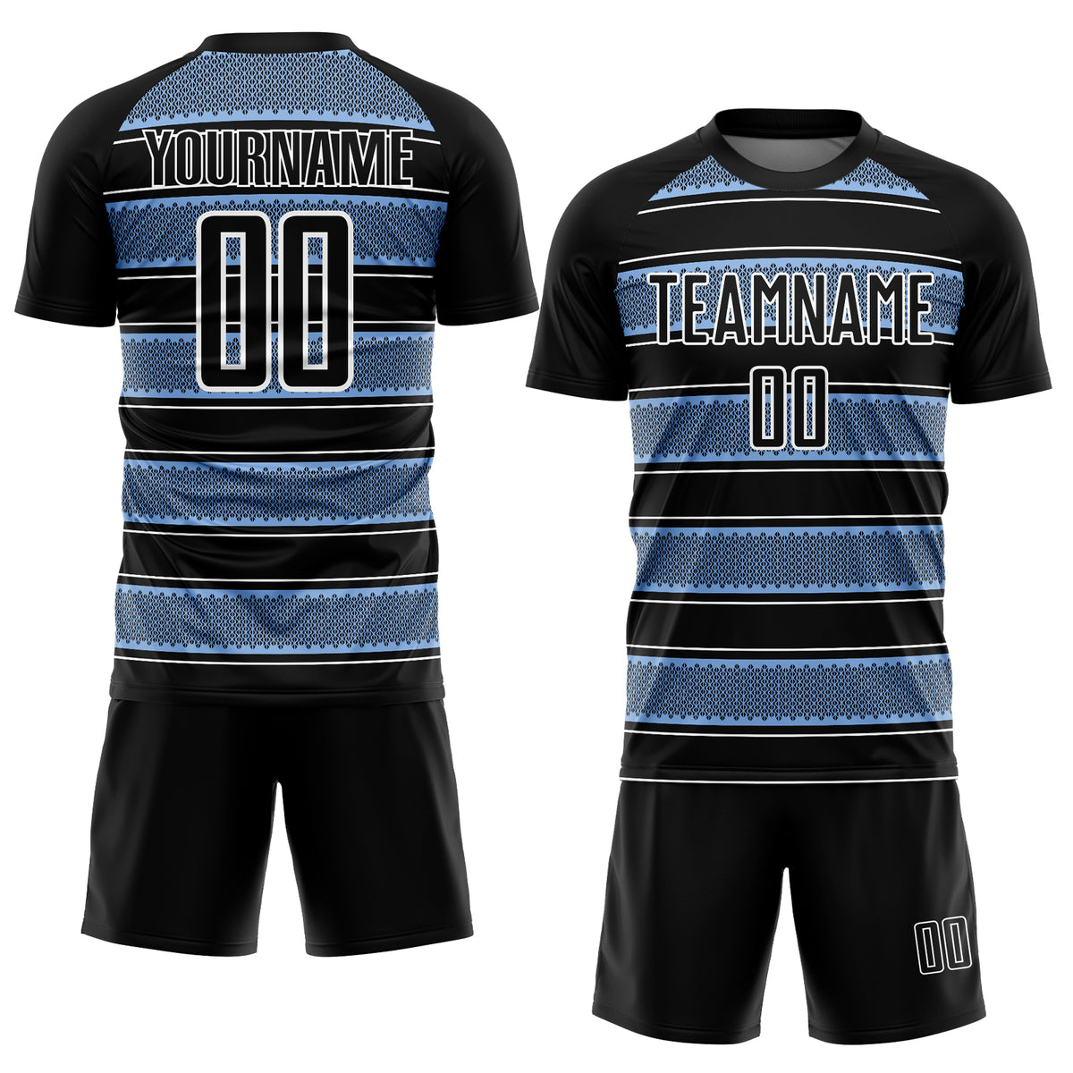 Custom Black Light Blue White Geometric Shapes And Line Sublimation 