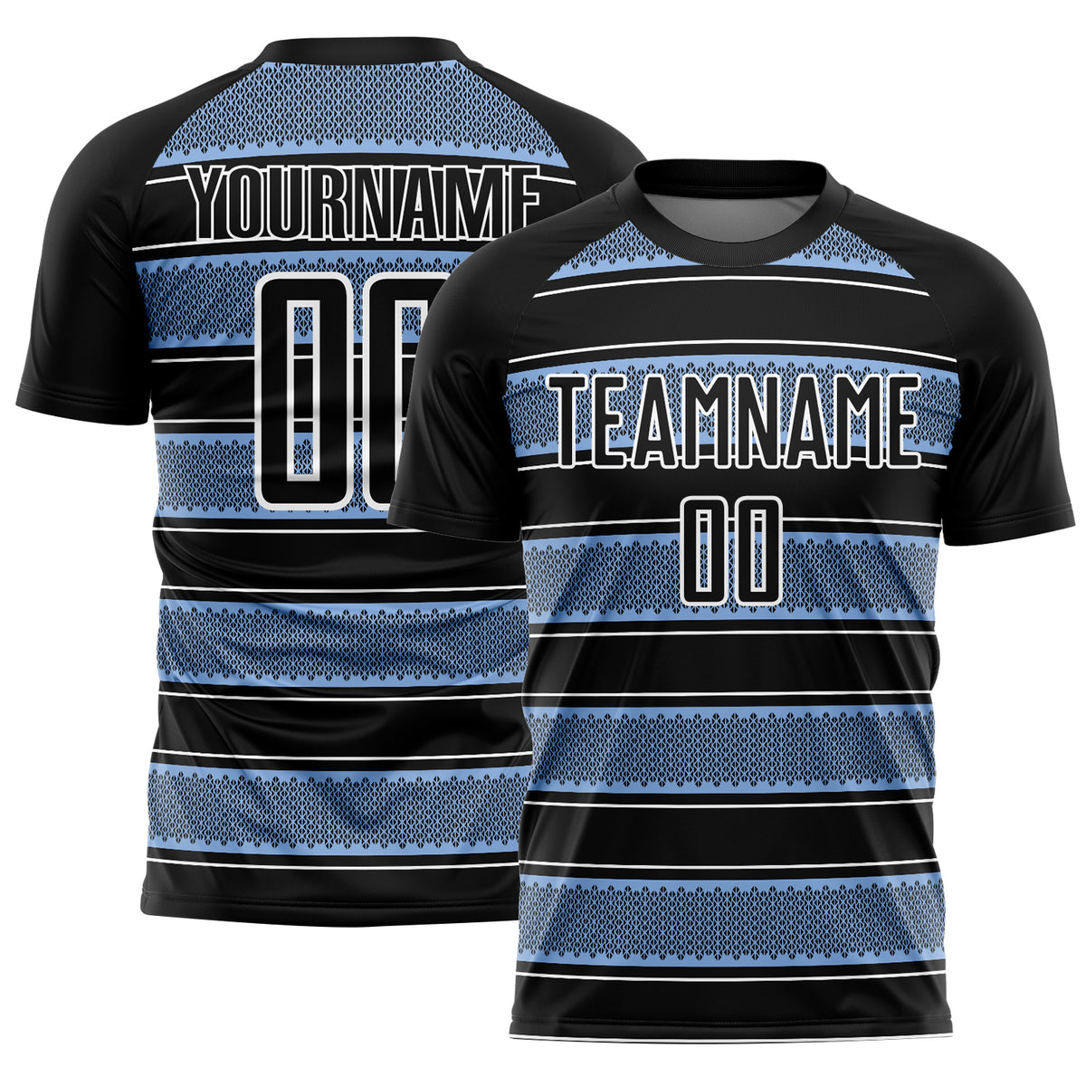 Custom Black Light Blue White Geometric Shapes And Line Sublimation 