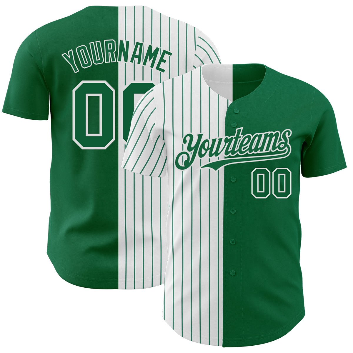 Custom Kelly Green & White Color Fan Baseball Jersey