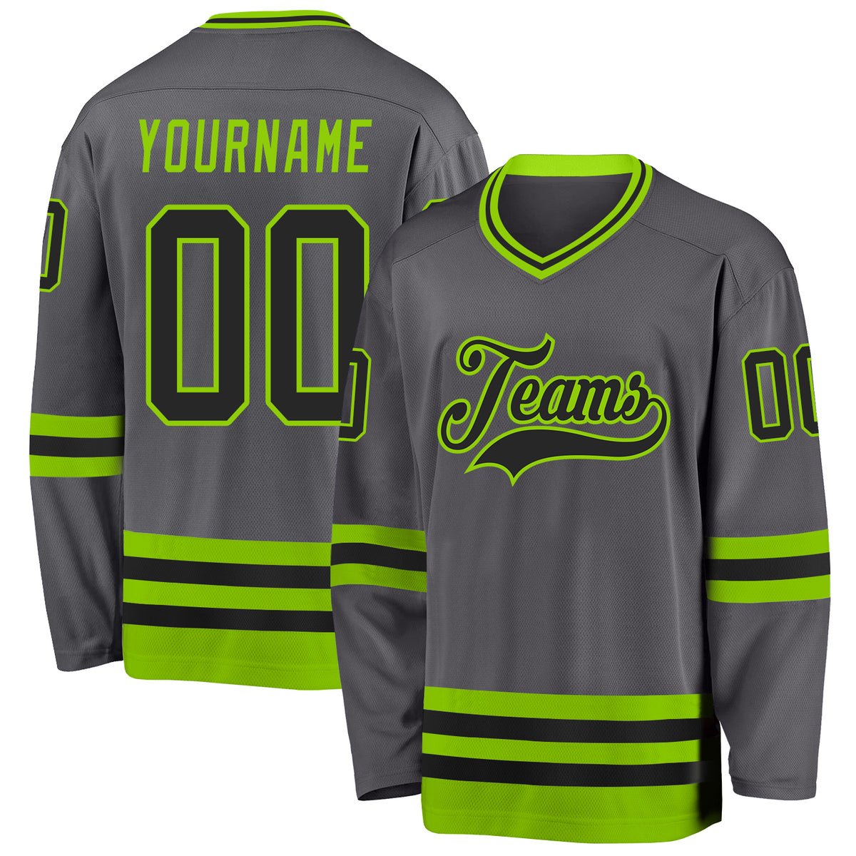 Custom Midnight Green Gray-White Classic Style Hockey Jersey