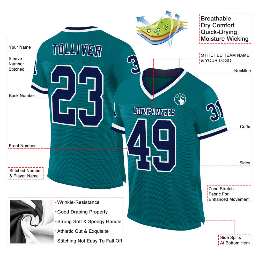 Custom White Yellow-Navy Classic Style Mesh Authentic American Football Jersey