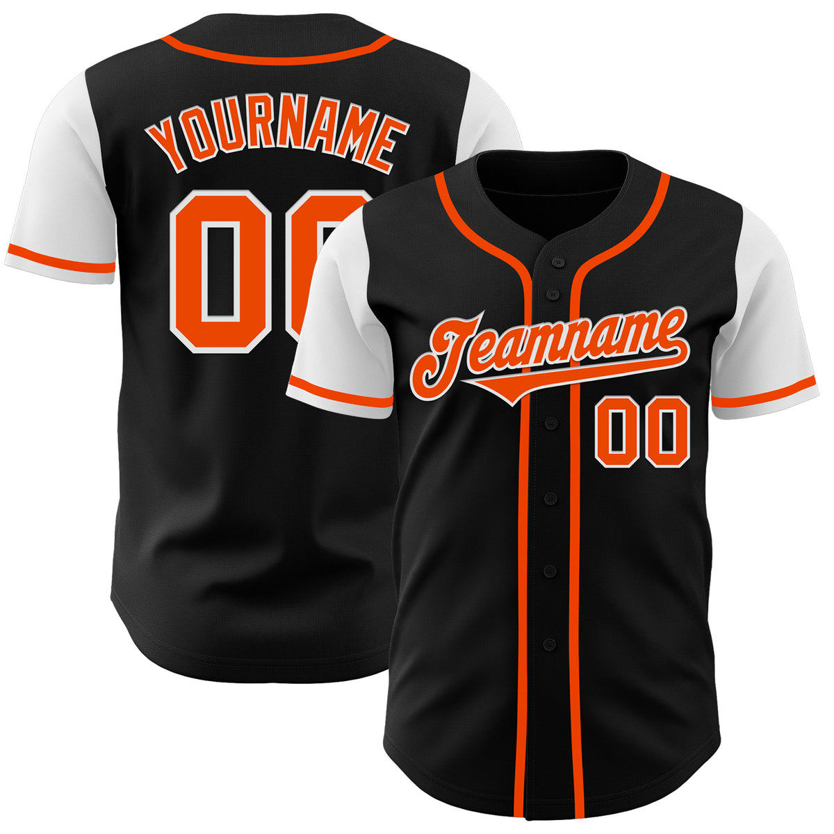 Custom Black Orange-White Classic Style Authentic Baseball Jersey main image 0
