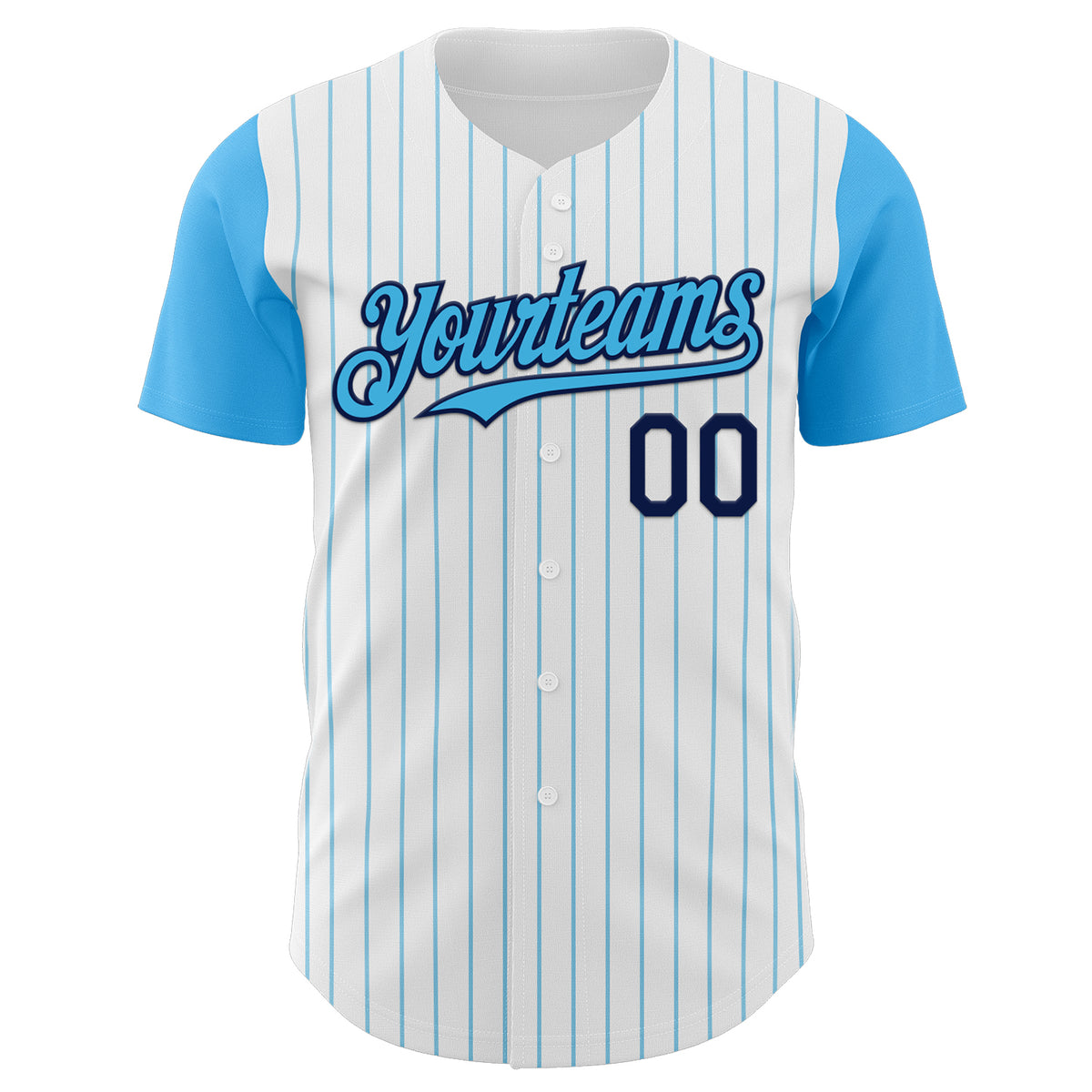 Custom Sky Blue & Yellow Double Stripe Fan Baseball Jersey main image 0
