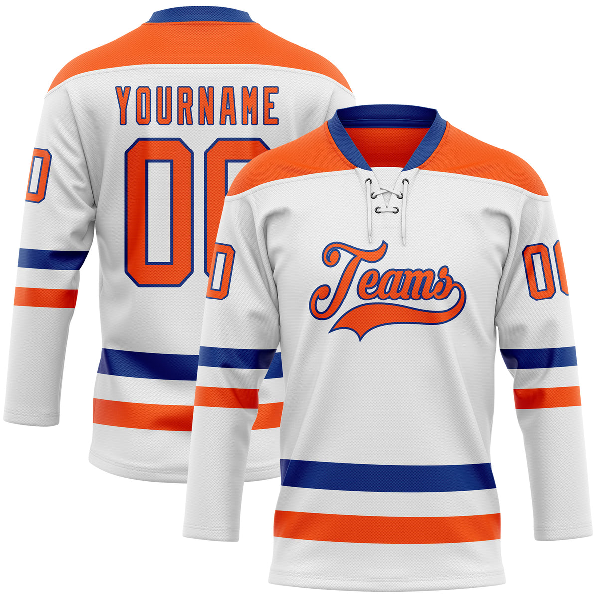 Custom White Orange White-Black Classic Style Hockey Jersey main image 1