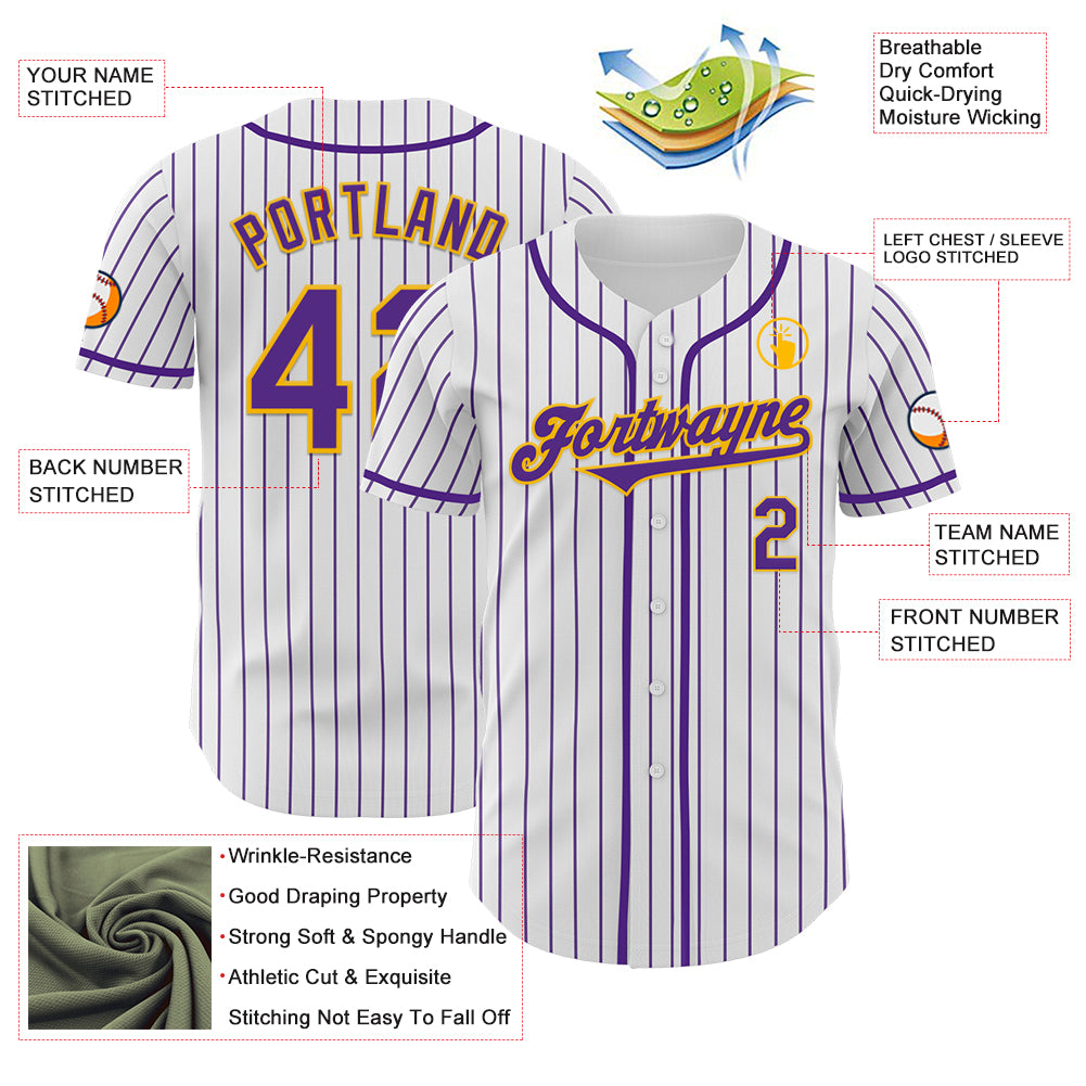 Custom Purple Black Pinstripe Personalized Two-Tone Authentic Baseball Jersey main image 1