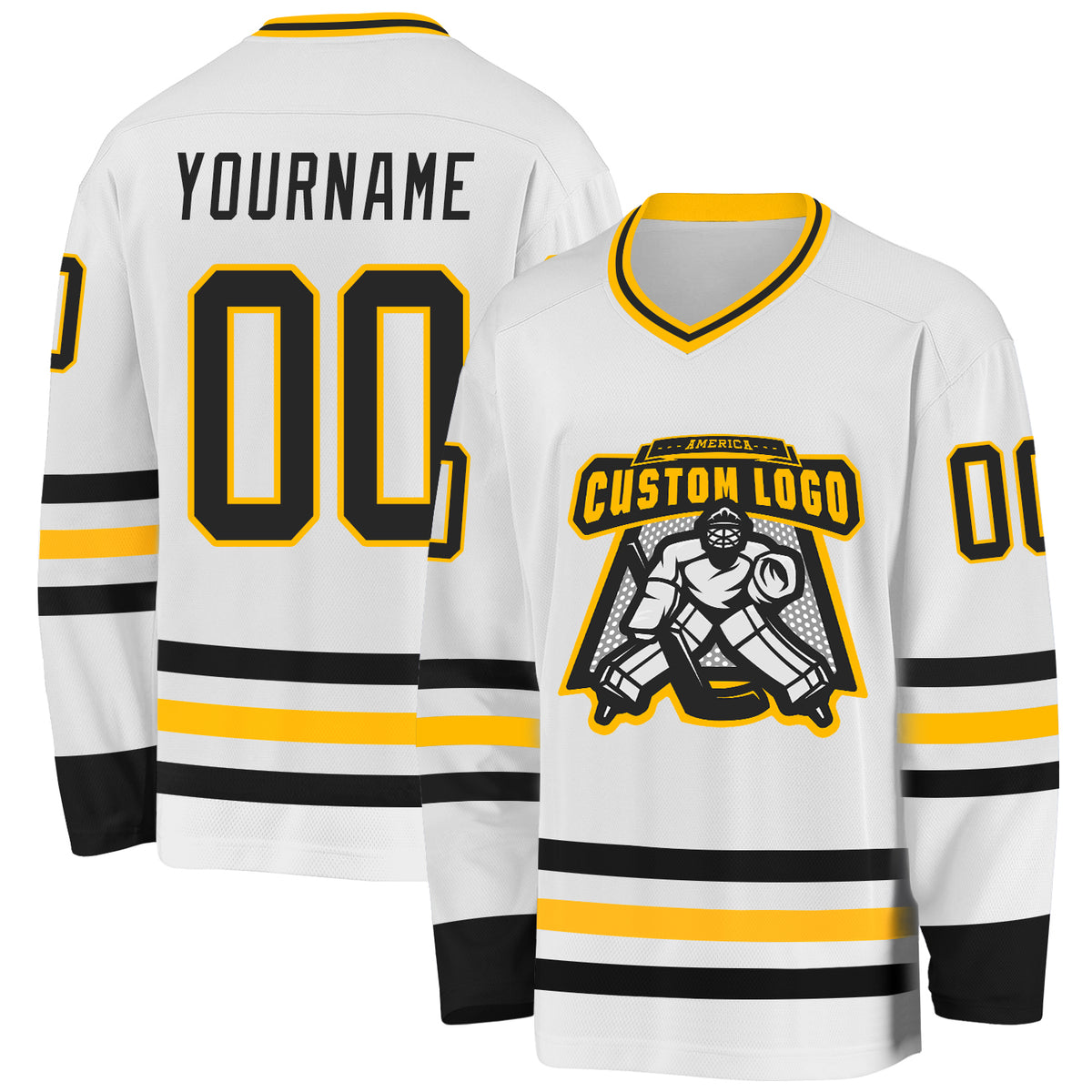Custom Crimson White-Gold Classic Style Hockey Jersey