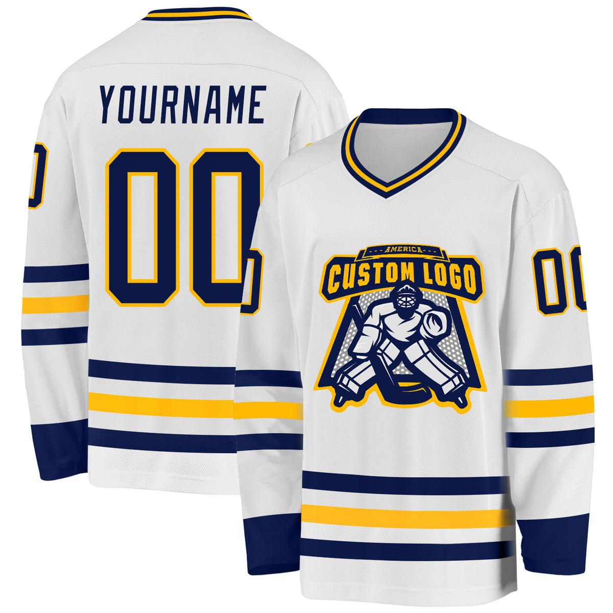 Custom Gray Navy White-Red Classic Style Hockey Jersey