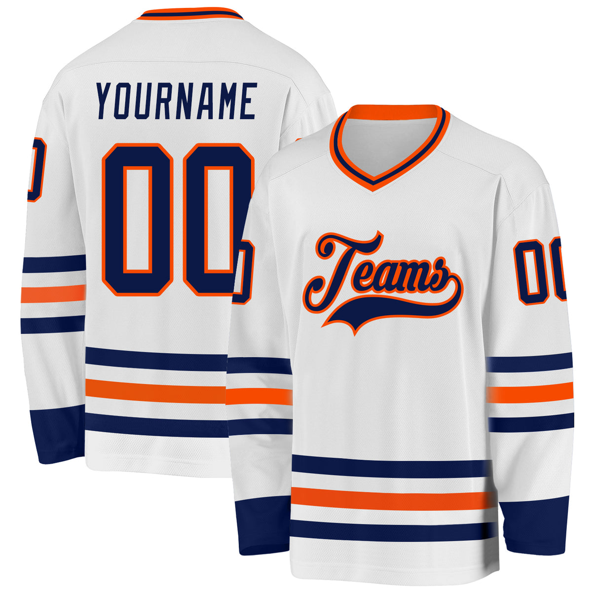 Custom Brown Orange-White Classic Style Hockey Jersey main image 0