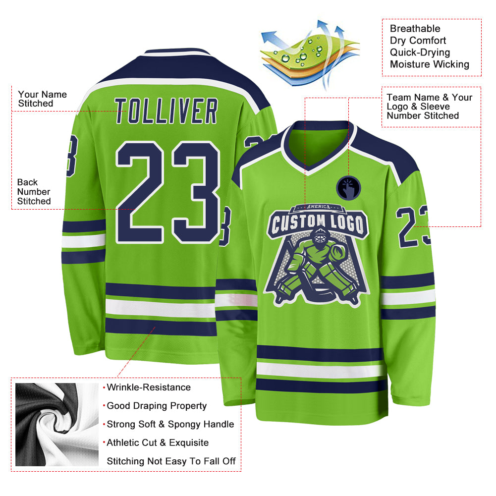 Custom Neon Green Purple Solid Colour Hockey Jersey