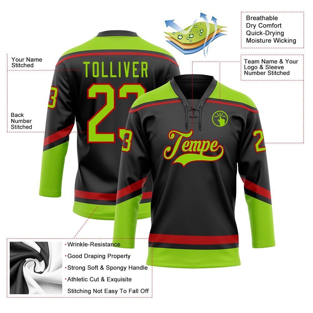 Custom Midnight Green White-Black Classic Style Hockey Jersey main image 1