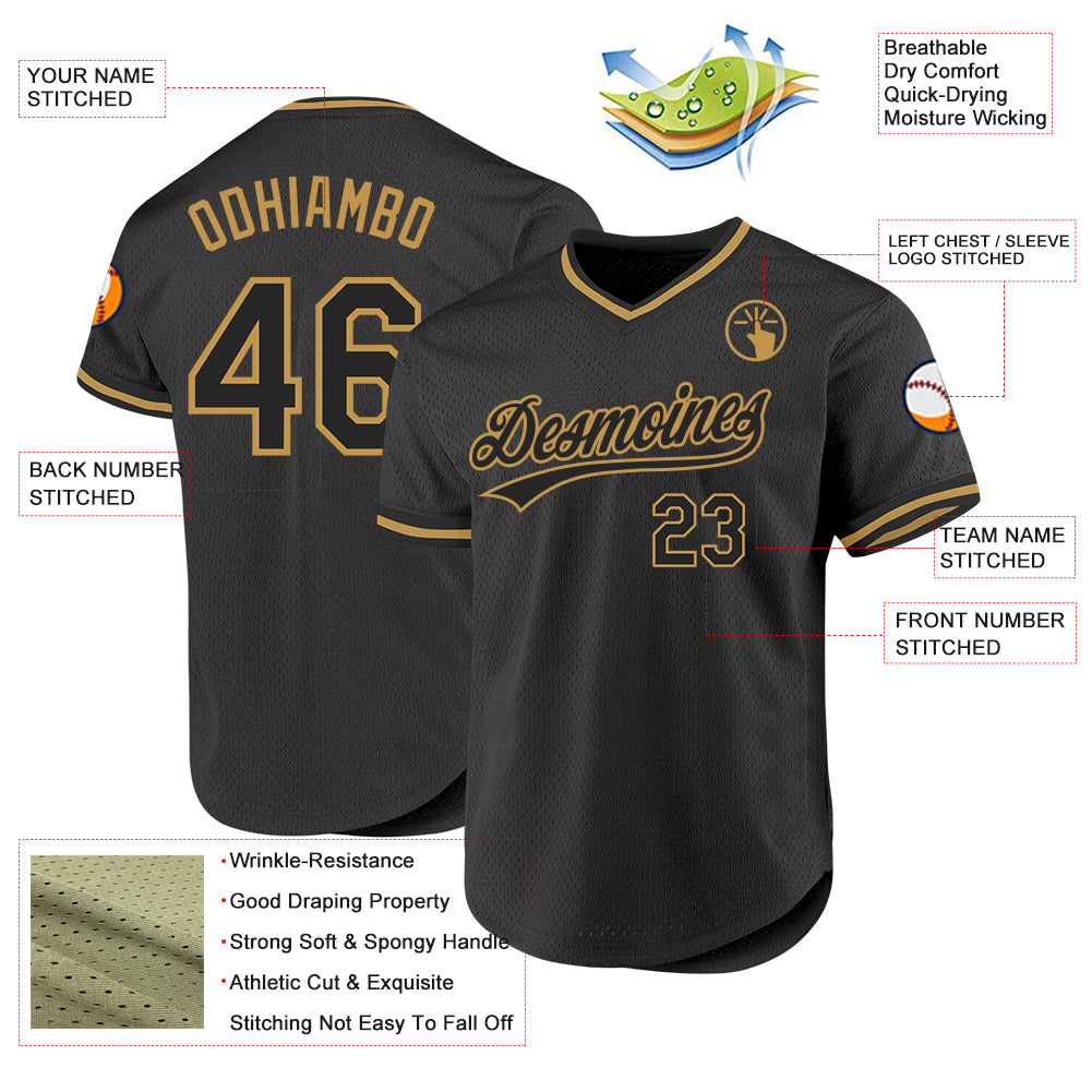 Custom Gold Black Personalized Classic Authentic Sleeveless Baseball Jersey