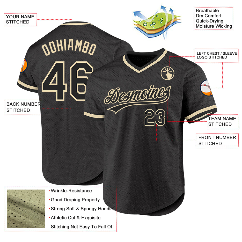 Custom Cream & Black Color Fan Baseball Jersey