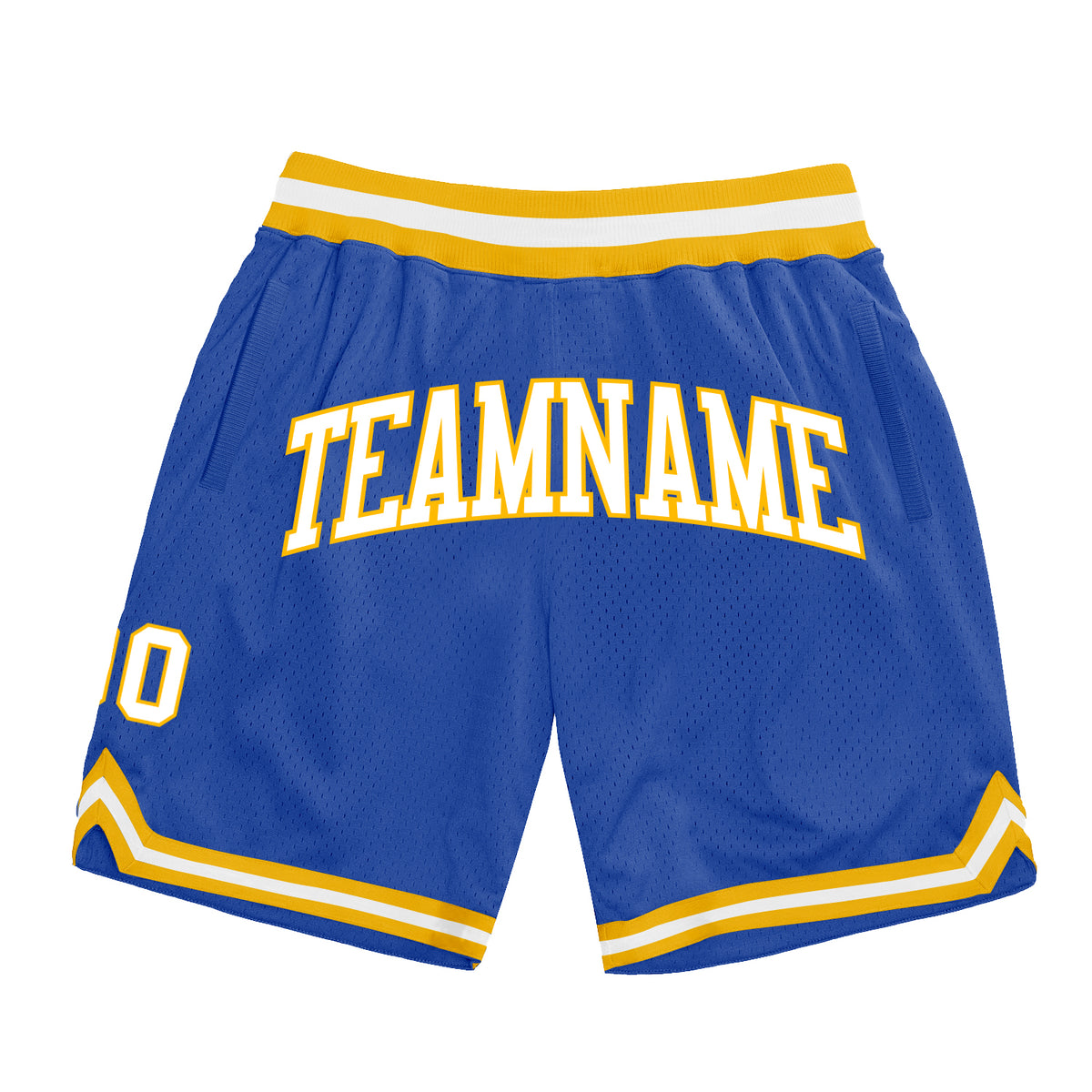 Custom Blue WhiteGold Authentic Throwback Basketball Shorts Free