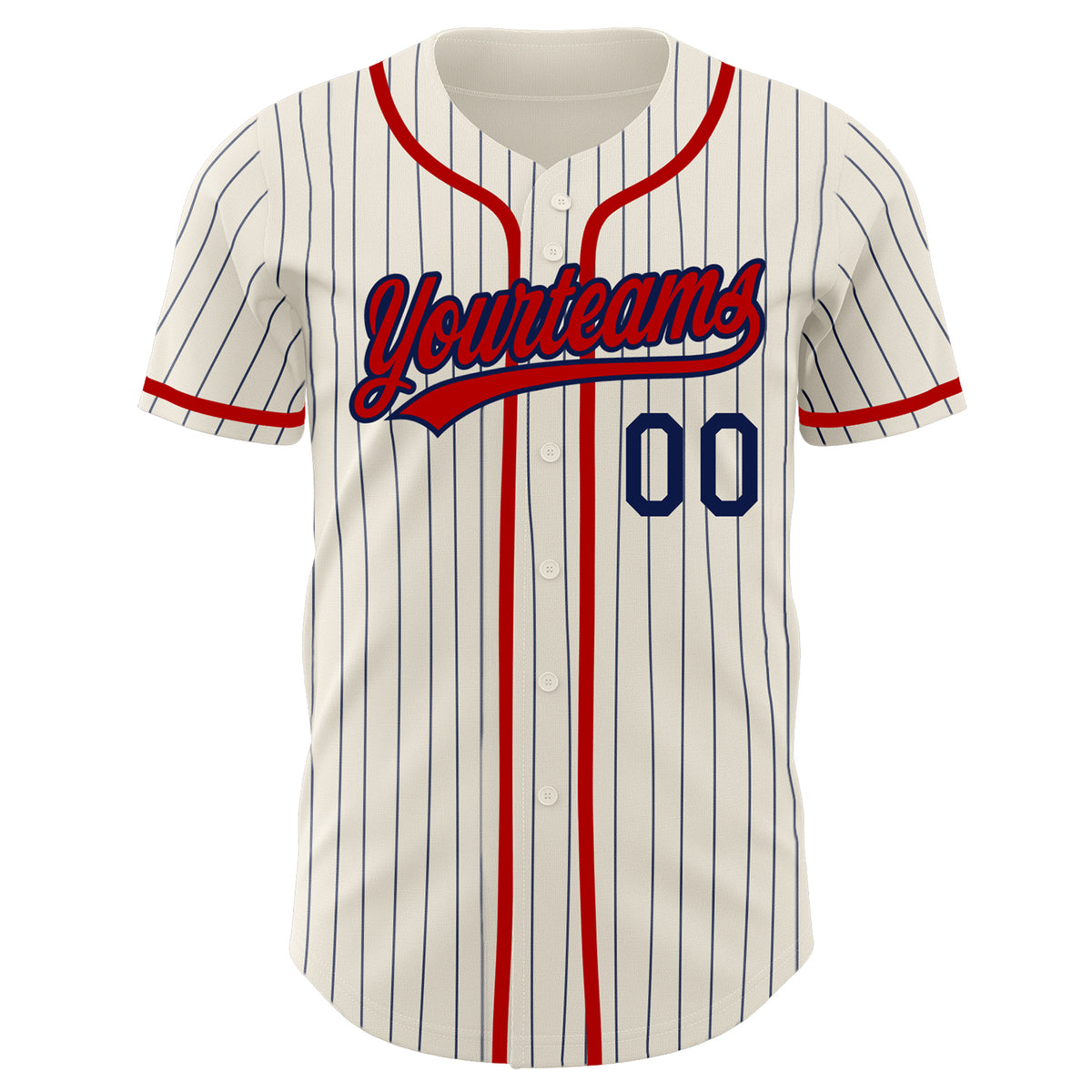 Custom Cream Navy Blue Thorns Ribbed Classic Style Authentic Baseball Jersey main image 0