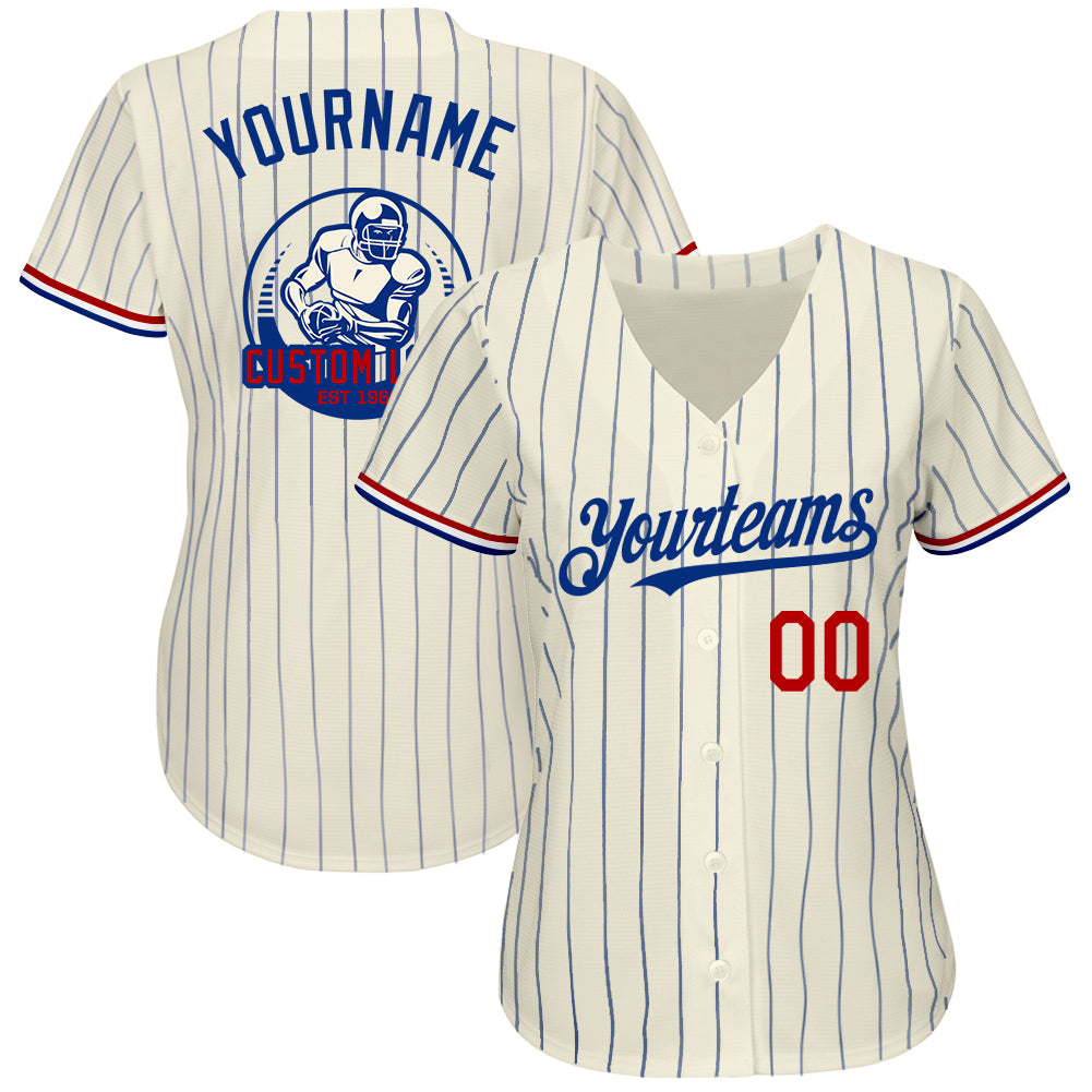 Custom Red Royal Split Fashion Tribal Pattern Authentic Baseball Jersey main image 0