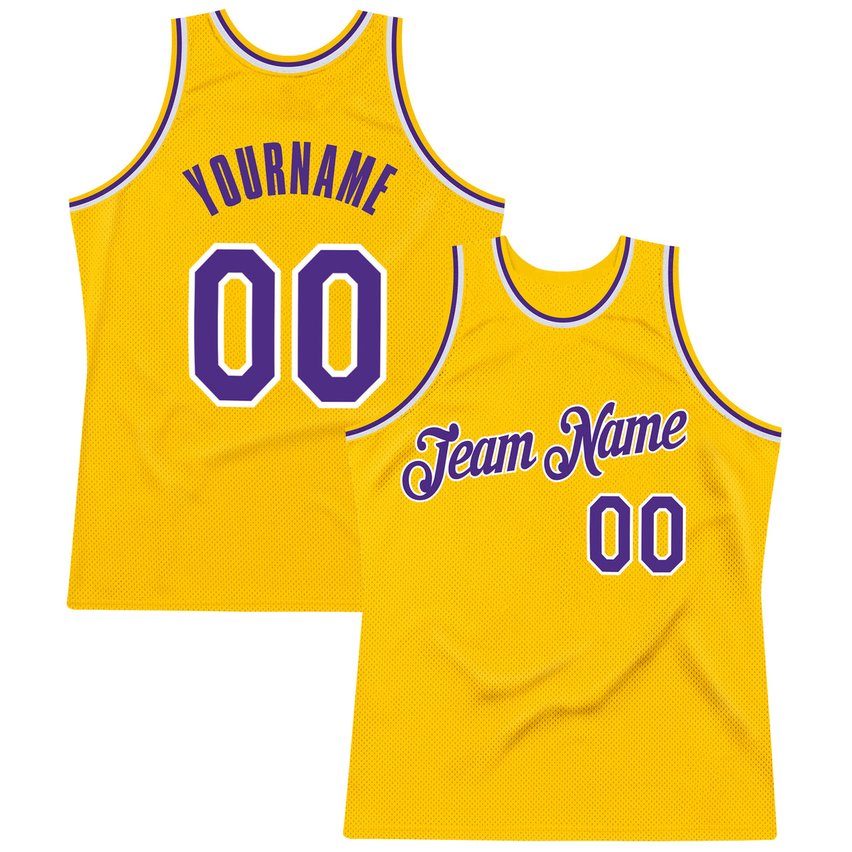 Custom Own Gold Purple White Basketball Stitched Jersey Free Shipping