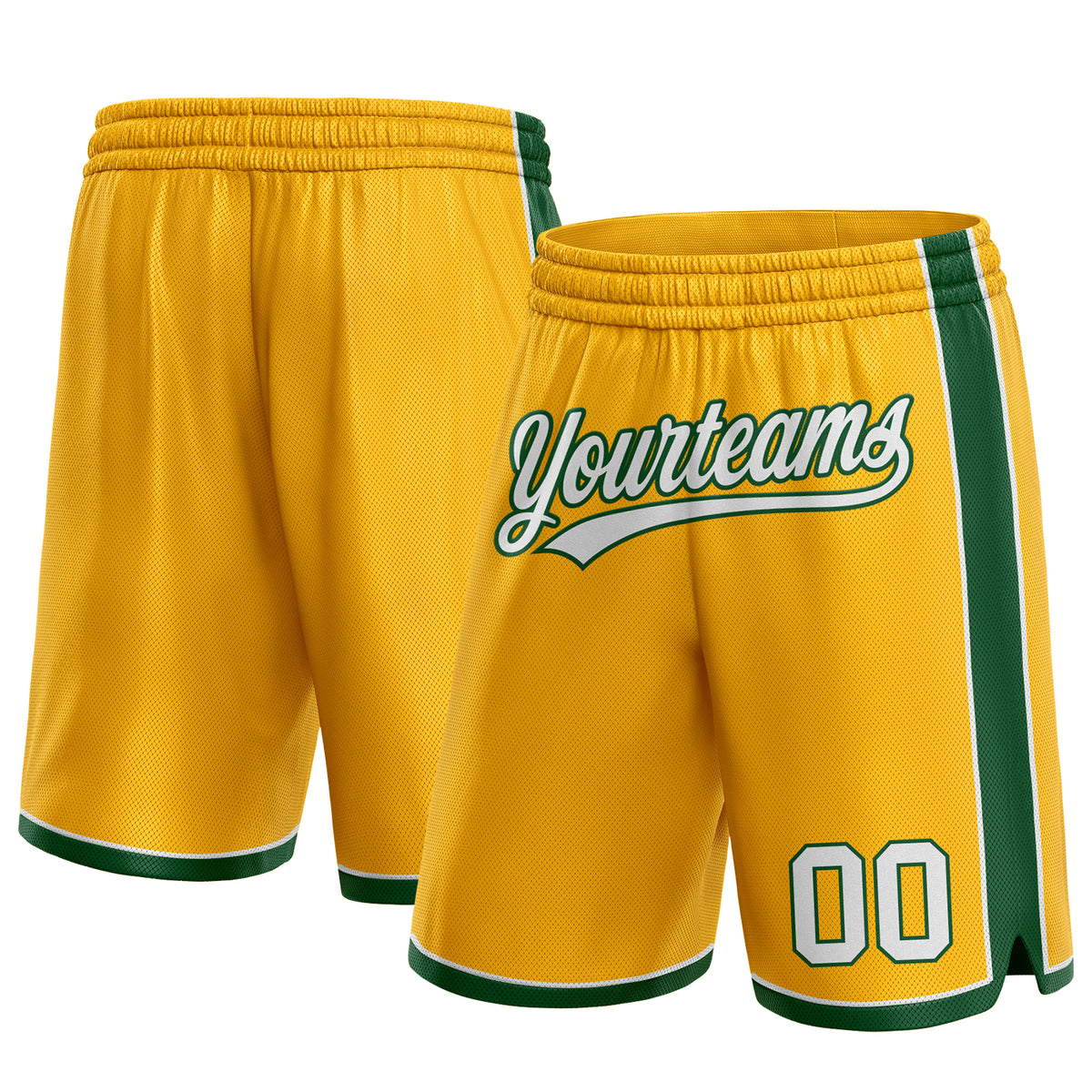 Custom White Yellow Basketball Shorts main image 1
