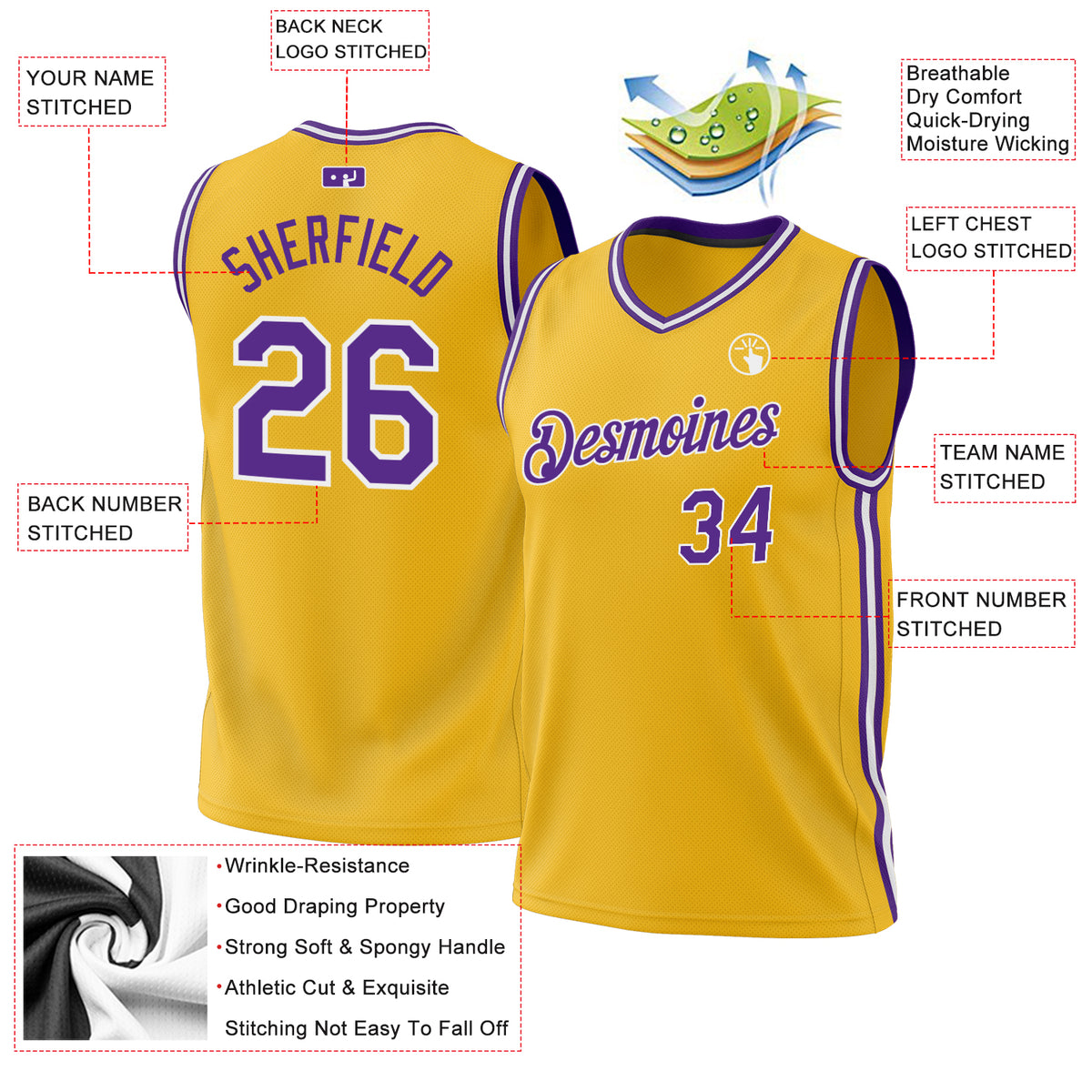 Custom Purple White Classic Sets Mesh Basketball Jersey
