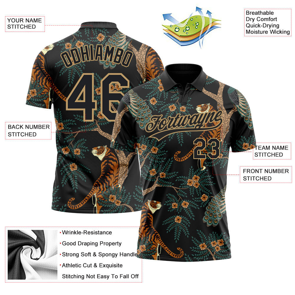 Custom Orange Orange-Black 3D Pattern Design Tiger Authentic Baseball Jersey Women's Size:3XL