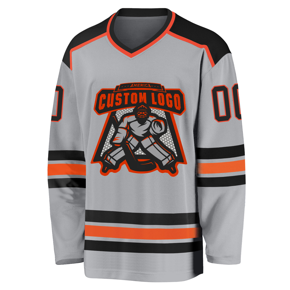 Custom Gray BlackOrange Hockey Jersey Free Shipping Fiitg