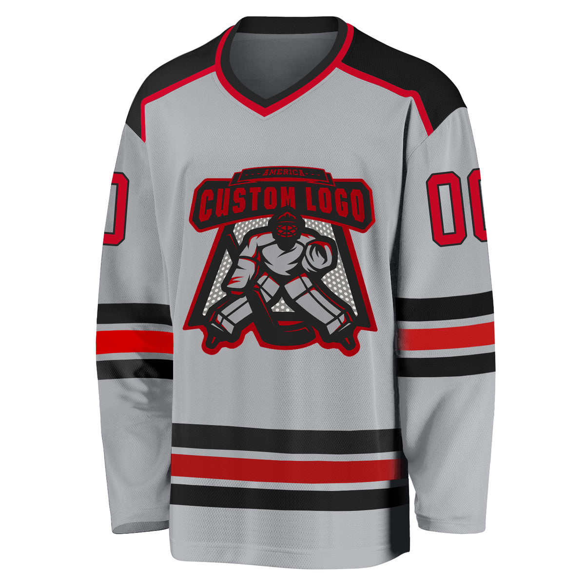Custom Teal Red-Black Classic Style Hockey Jersey main image 0